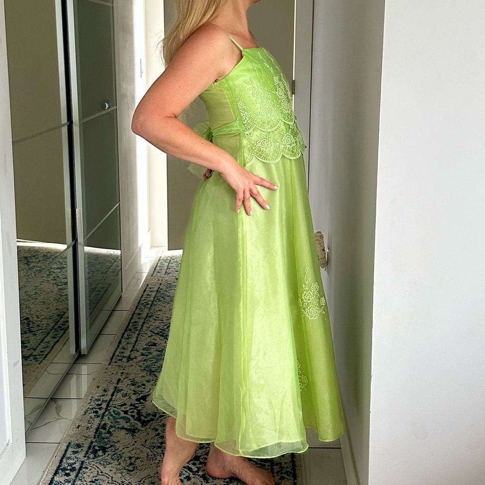 Green Shimmer Fairy Lace Dress with Sequins and Beading - Kid’s Love